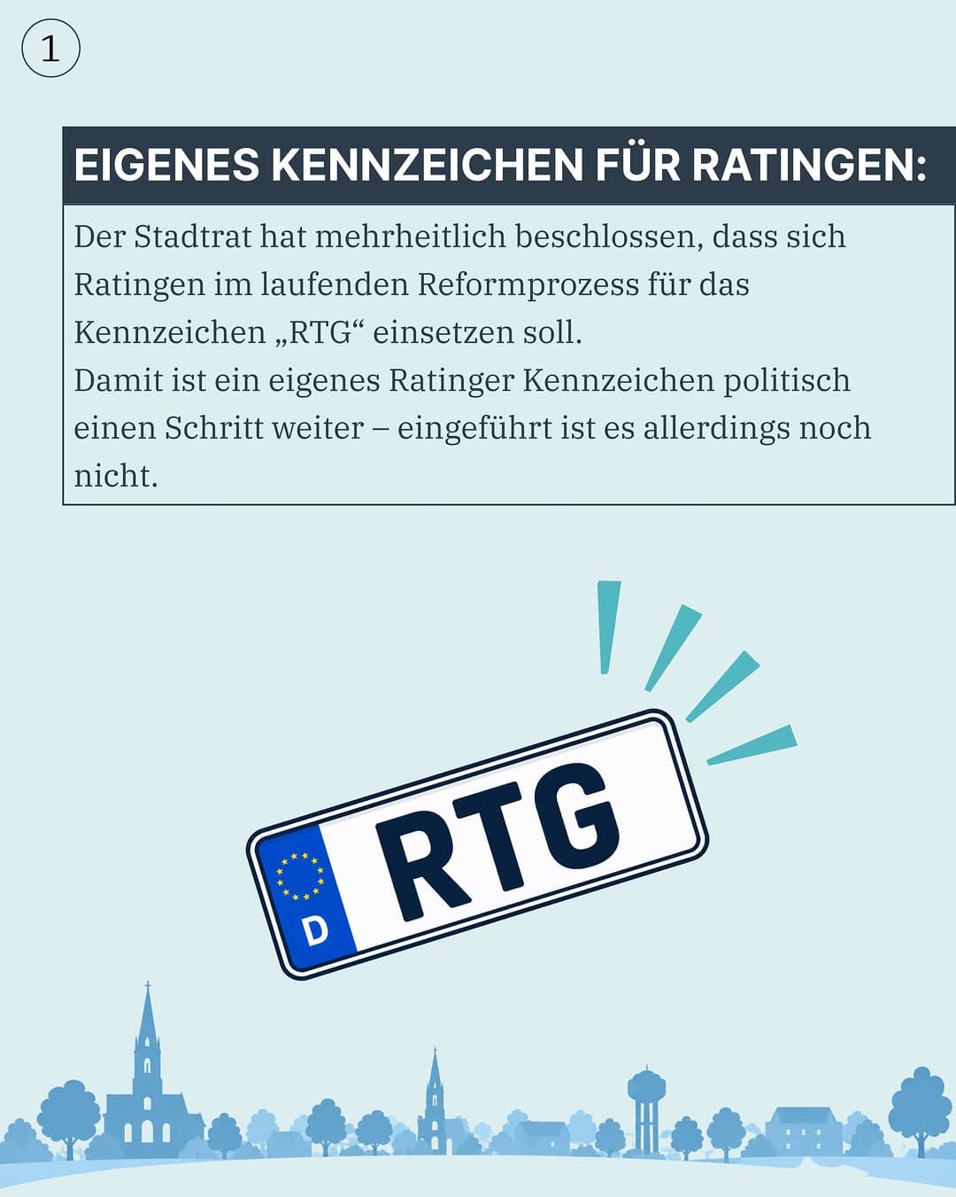 🚗 RTG für Ratingen - der Weg zu einem eigenen Kennzeichen ist politisch einen Schritt weiter.
Der Stadtrat hat mehrheitlich beschlossen, dass sich d